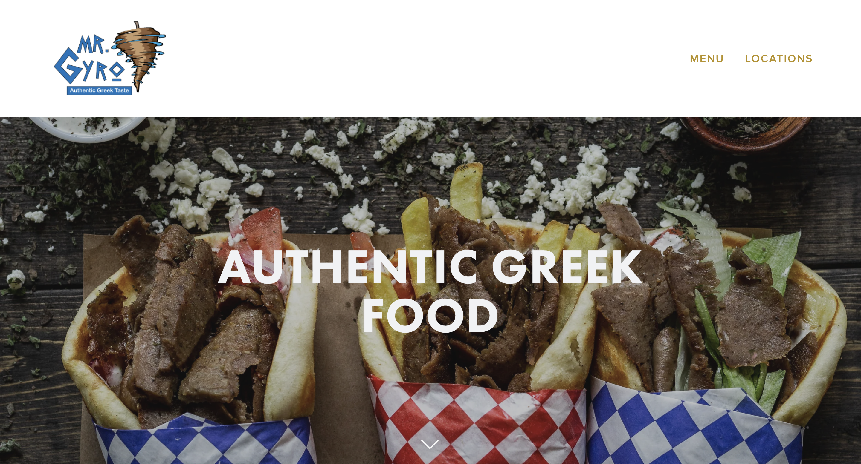 Mr. Gyro website before Pulse redesign — basic homepage, no catering focus